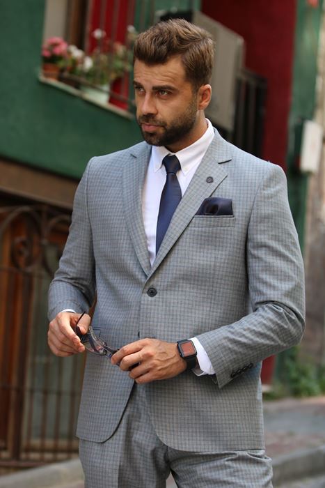 Image de COSTUME GRIS À CARRÉS