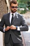 Picture of DARK GRAY PLAIN PATTERNED SUIT