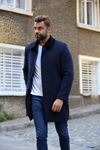 Picture of BLACK COLLAR DETAILED NAVY BLUE COAT