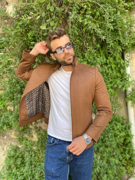 Image de VESTE EN CUIR DAIM MARRON CLAIR