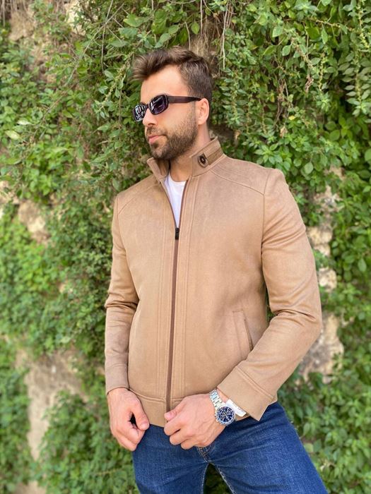 Image de VESTE EN CUIR SUÈDE CRÈME