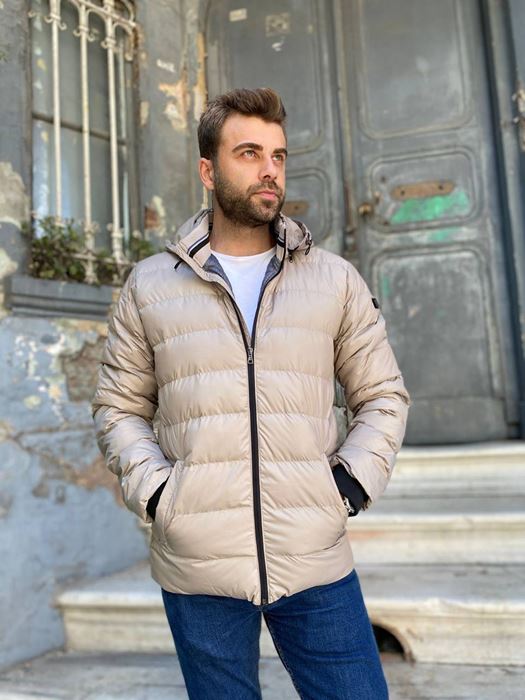 Image de VESTE GONFLABLE CRÈME À MOTIF PLAT