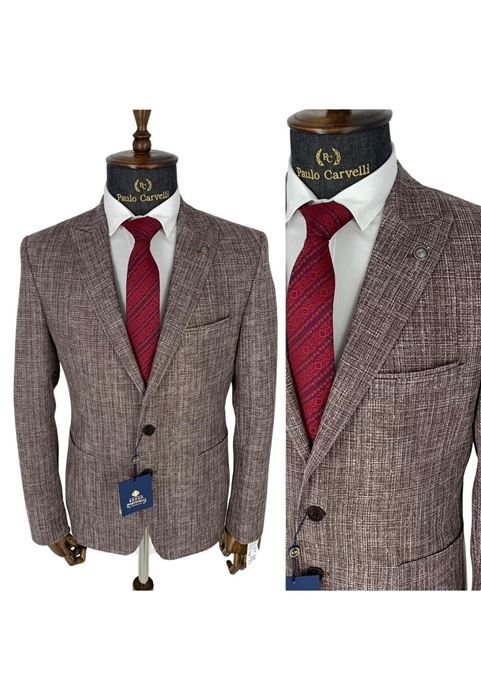 Picture of LIGHT BROWN PLAIN PATTERN JACKET