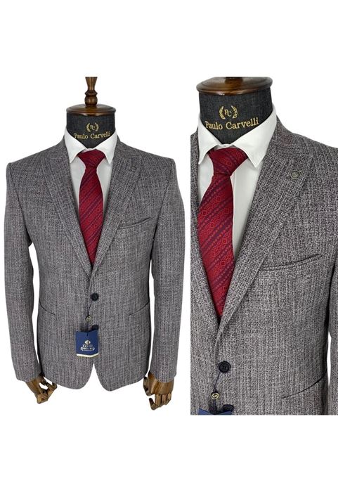 صورة سترة منقوشة سادة رمادية داكنة