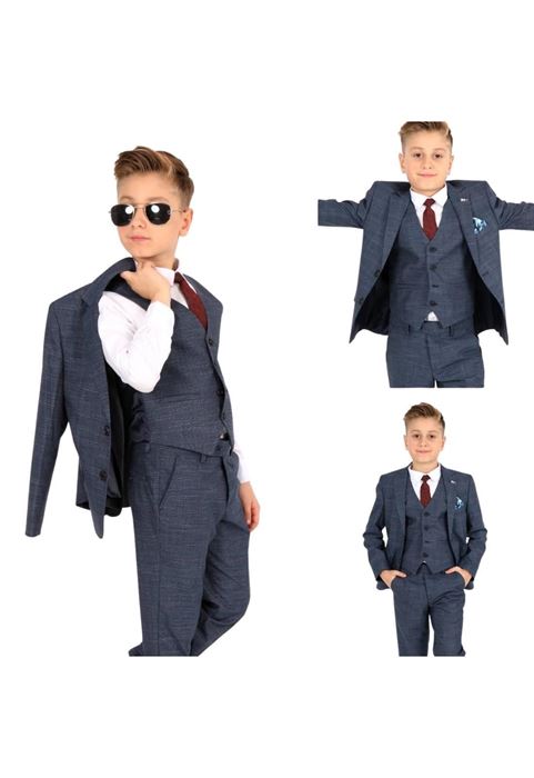 Picture of DARK BLUE PLAIN PATTERNED KIDS SUIT