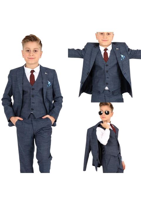 Picture of DARK NAVY BLUE PLAIN PATTERNED CHILDREN'S SUIT