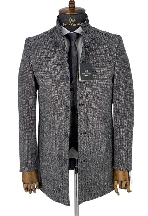 Image de MANTEAU GRIS CLAIR À MOTIF PLAT