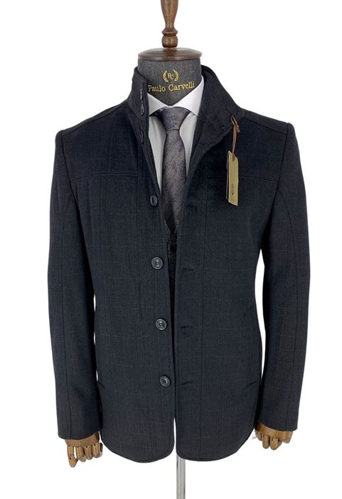 Image de MANTEAU À MOTIF LINÉAIRE PLAT GRIS FUMÉ