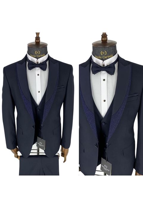 Image de TUNK DÉTAILLÉ COL À MOTIF BLEU MARINE FONCÉ