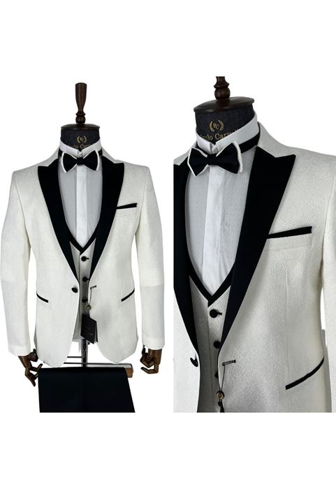 Image de BLANC NOIR COL ET POCHE DÉTAILLÉ TUNK