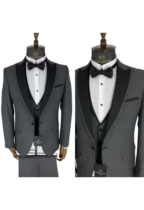 Image de GRIS BANDE MOTIF COL NOIR DÉTAILLÉ FUMÉE