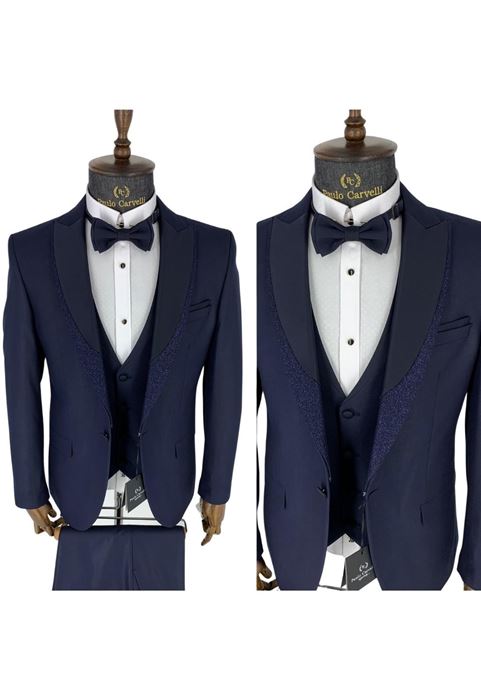 Image de MOTIF DE COL BLEU MARINE FONCÉ BRILLANT REMBOURRÉ DÉTAILLÉ