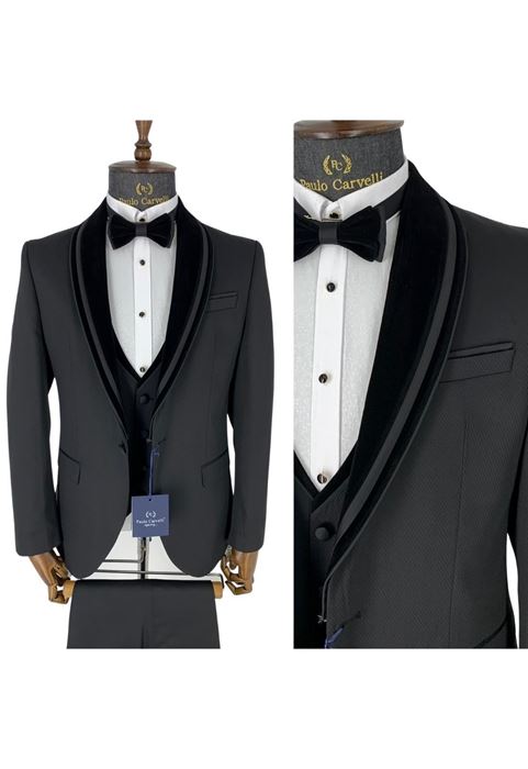 Image de COL EN VELOURS À MOTIF CROIX NOIRE ET TUFFÉ DÉTAILLÉ