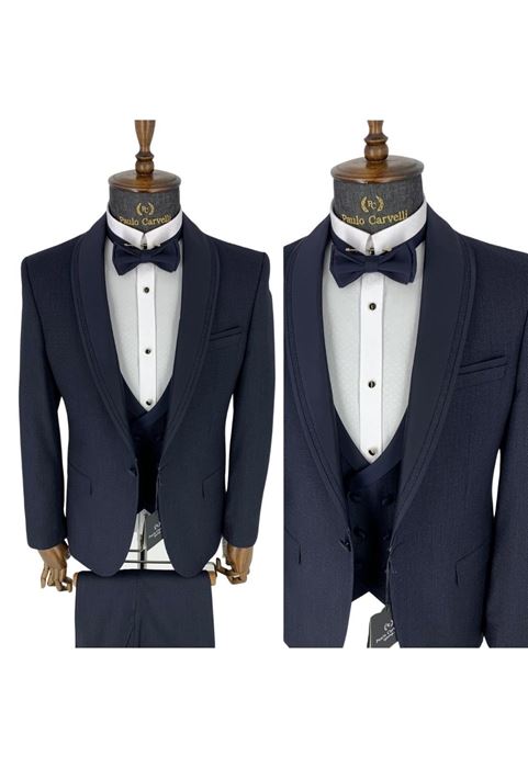 Image de TUNK À MOTIFS ET DÉTAILS COL BLEU MARINE FONCÉ