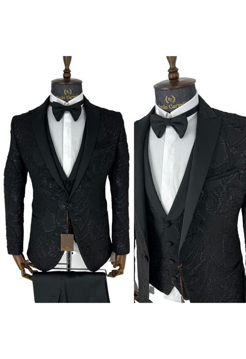 Image de VELOURS NOIR MOTIF COL NOIR DÉTAILLÉ FUMÉ