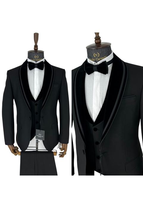 Image de COL EN VELOURS NOIR À MOTIF PLAT REMBOURRÉ DÉTAILLÉ