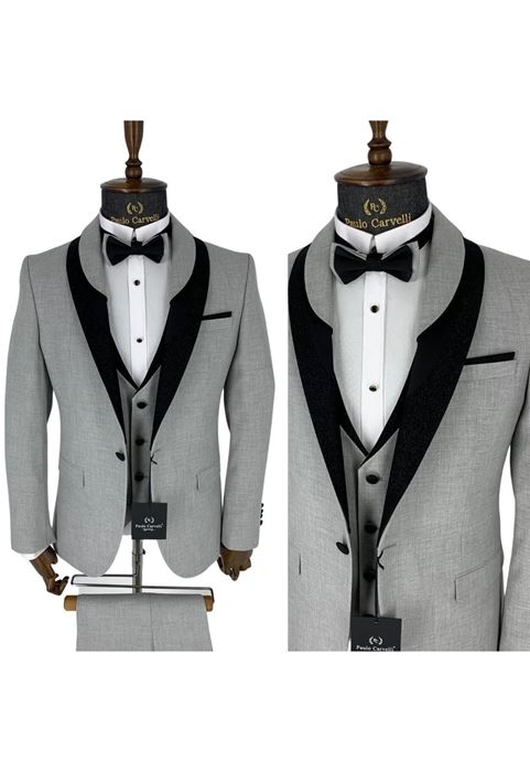 Image de TUNK MOTIF COL DROIT EN LIN GRIS CLAIR