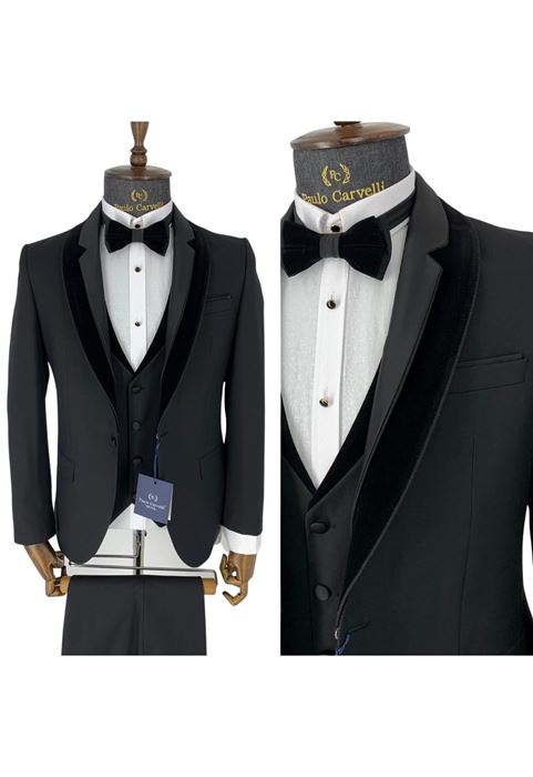 Image de COLLIER NOIR MAT VELOURS DÉTAILLÉ TUFFÉ