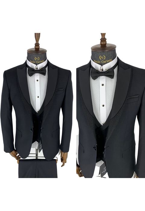 Image de MOTIF DE COL DUO À MOTIF DE POIS NOIR MAT MOTIF DE COL TUFFÉ DÉTAILLÉ