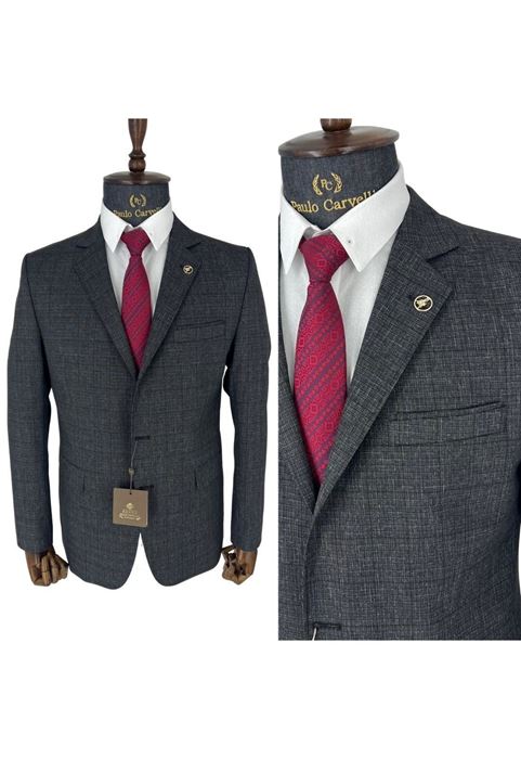 Image de COSTUME GRIS FONCÉ MOTIF BANDES