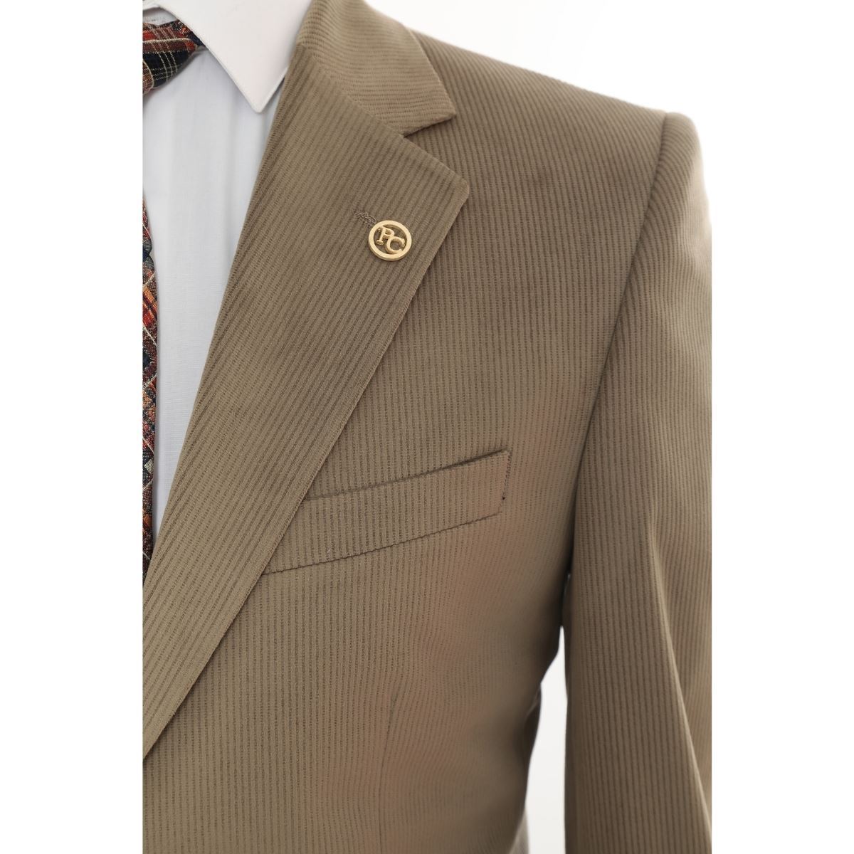 صورة KOYU FÜME SÜT KAHVE KADİFE CEKET